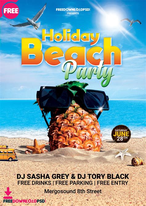 beach party flyer|free beach templates to print.